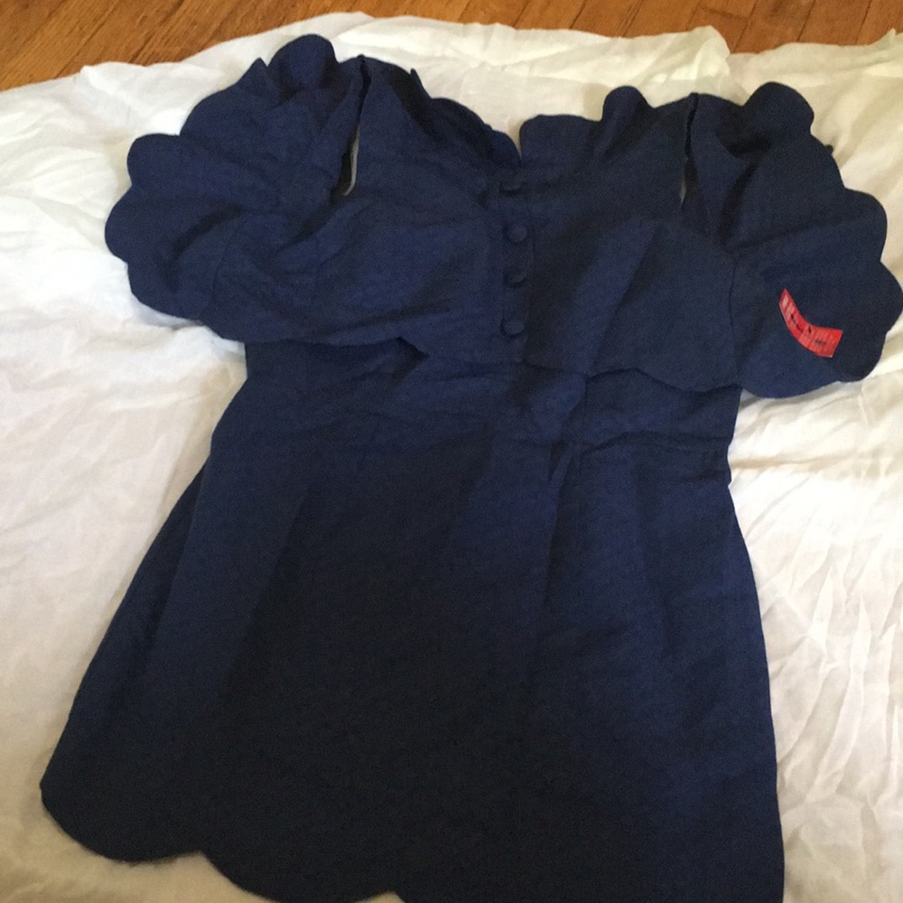 Asos petite scalloped hem mini dress Navy